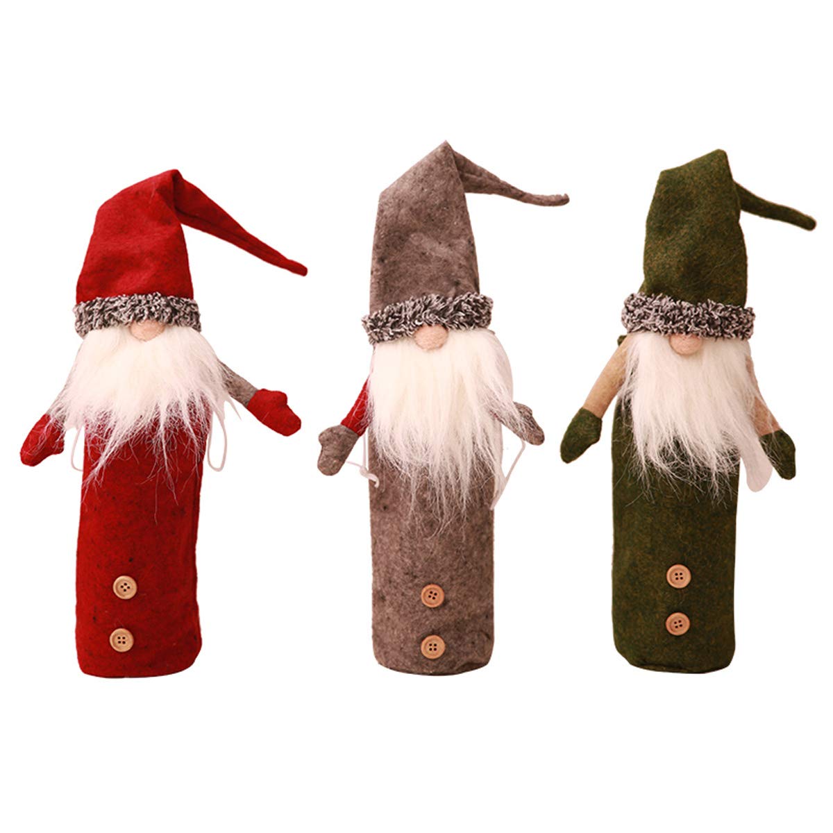 3pcs Wine Bottle Cover Christmas Wine Bottle Coat Sweater Holiday Bottle Dress Toppers Sets for Xmas Party Decorations(Christmas Wine Bottle Bags for 3pcs)