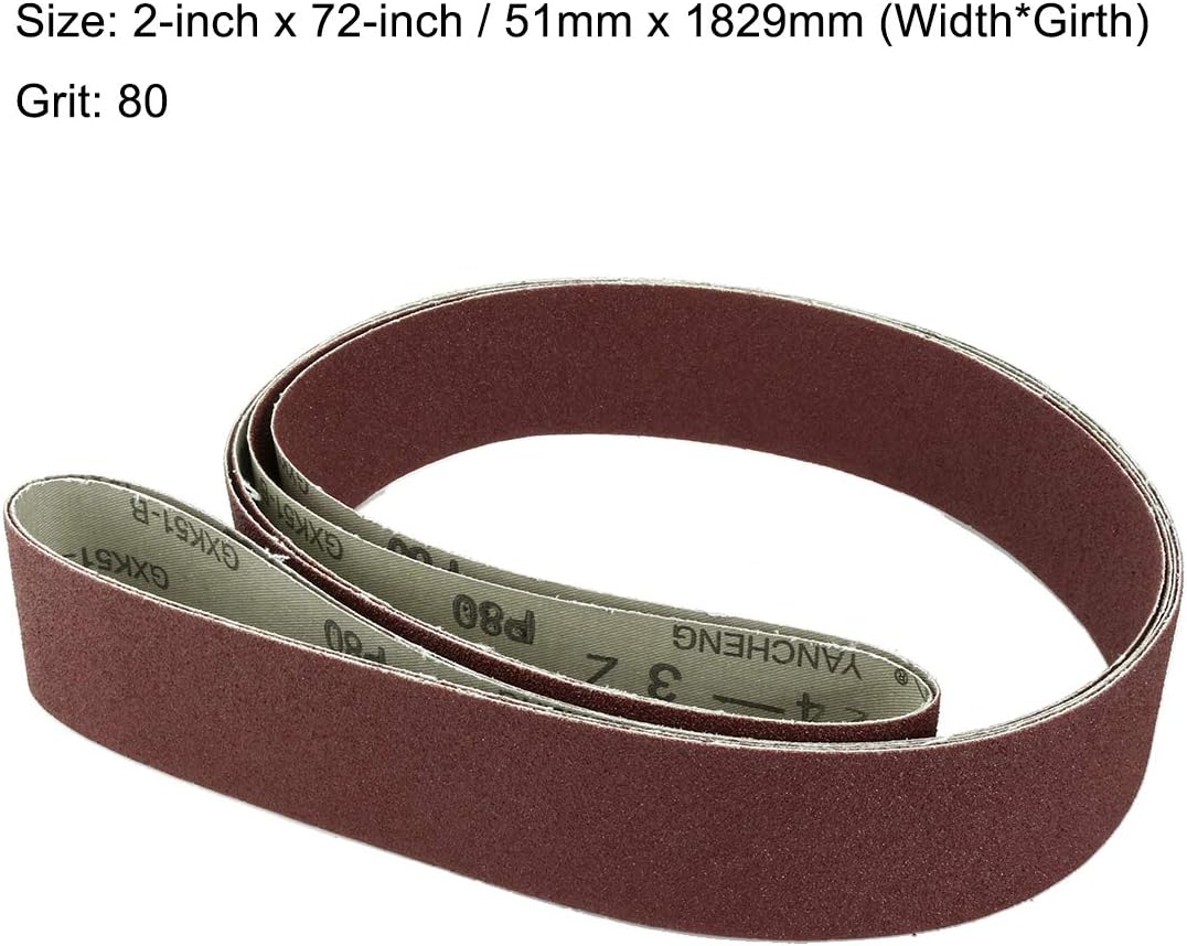 Sourcingmap 2-Inch x 72-Inch Aluminum Oxide Sanding Belt 80 Grits Sandpaper Lapped Joint for Belt Sander 2pcs - Image 3