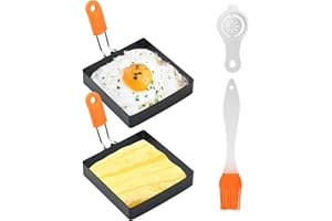 EONENOMI Square Egg Ring for Frying Egg, 2 Pcs 4 Inch Egg Pancake Cooking Rings for Egg Muffins Omelet Maker, Non Stick Stainless Steel Fried Egg Ring Pcake Mold for Griddle Breakfast Sandwiches Crumpet