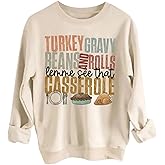 SHENHE Women's Graphic Sweatshirt Turky Gravy Beans Drop Shoulder Fleece Lined Cute Sweatshirts