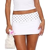 Qmlyev Fold Over Mini Skirts for Women Y2k Low Rise Bodycon Sweat Short Skirt Cute Going Out Micro Mini Skirt Streetwear