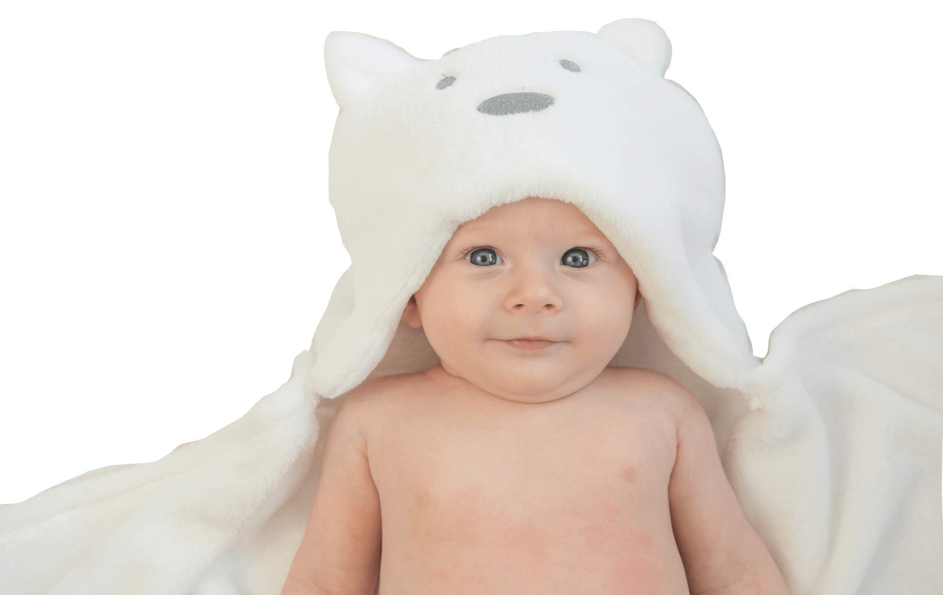 Baby Swaddle Blanket Wrap Unisex for Boys Girls Newborn Infant, Antibacterial Skin Friendly, Thick Blanket 35inch Long 29inch Large Color White Bear Design Fleece Material Premium by LurddesLurddes