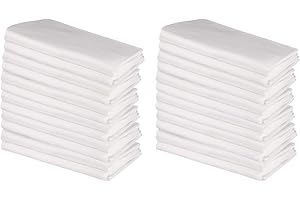 DG Collections Flour Sack Dish Towels for Kitchen, Set of 24 (27 x 27 Inches), Multi-use White Kitchen Towels, 100% Cotton, Highly Absorbent Hand Towels, Tea Towels for Embroidery, and Print - White