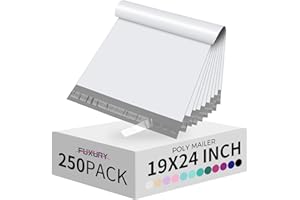 Fuxury Poly Mailers 19x24Inch 250Pcs,Waterproof Shipping Bags for Clothing,Strong Adhesive Shipping Envelopes for Small Business,Self Seal Heavy Duty Poly Mailer Bags,Flexible Mailing Bags White