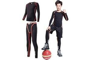 Tesuwel 2/3/4 Pcs Boys Girls Base Layer Athletic Compression Leggings and Shirts Thermal Underwear Set Running Pants Tights