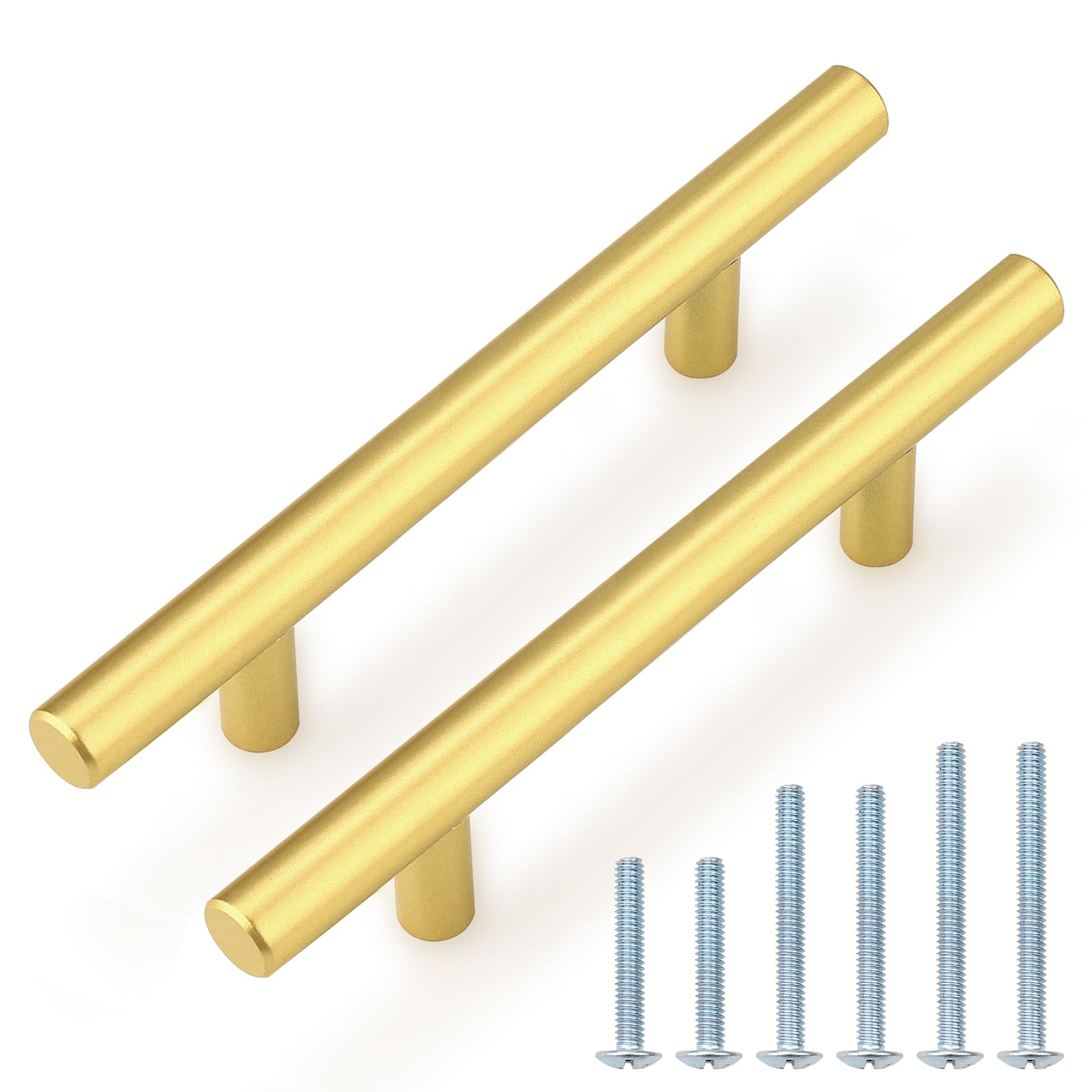 Photo 1 of Probrico 5 Pack 4 Inch Center-to-Center Kitchen Cabinet Pulls T Bar Gold Cabinet Handles Modern Drawer Hardware Dresser Pulls, 6-4/5 Inch Total Length