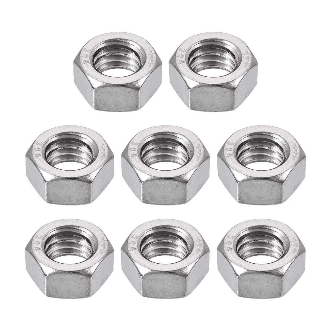 Sourcingmap Hex Nuts, 1/2-12 BSW 304 Stainless Steel Thread Hexagon Nut 8pcs