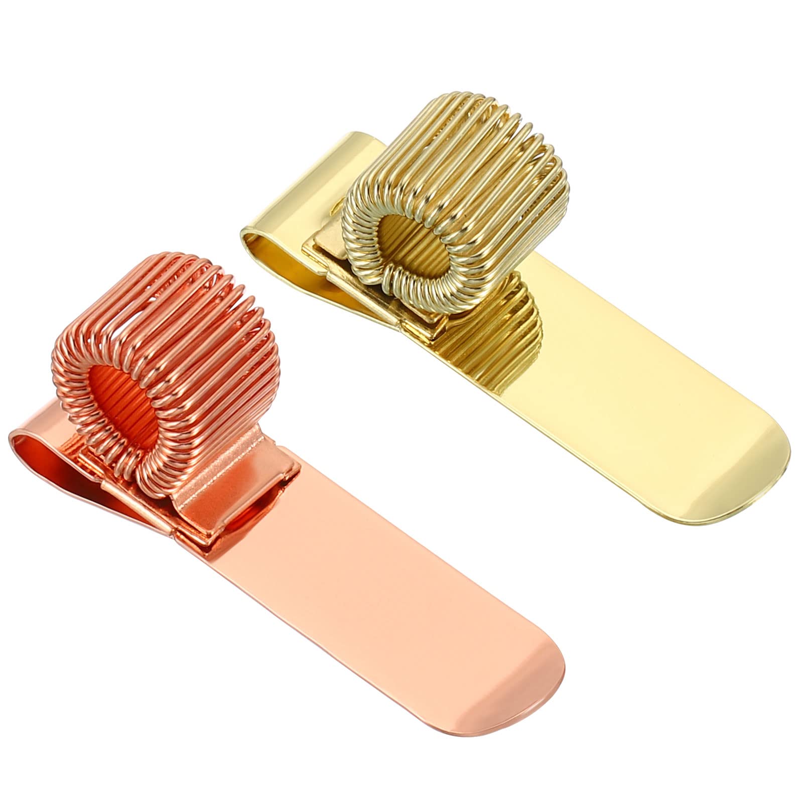PATIKIL Pen Holder Clips, 2Pcs Metal Horizontal Portable Single Spring Loop Pencil Organizer for Office Business Pocket Notebook Clipboard, Multicolor