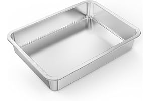 Onlyfire Stainless Steel Baking Pan Barbeque Grilling Pan for Baking Breads, Grilling Chicken, Vegetables,15.5" X 11.6" X 2.8