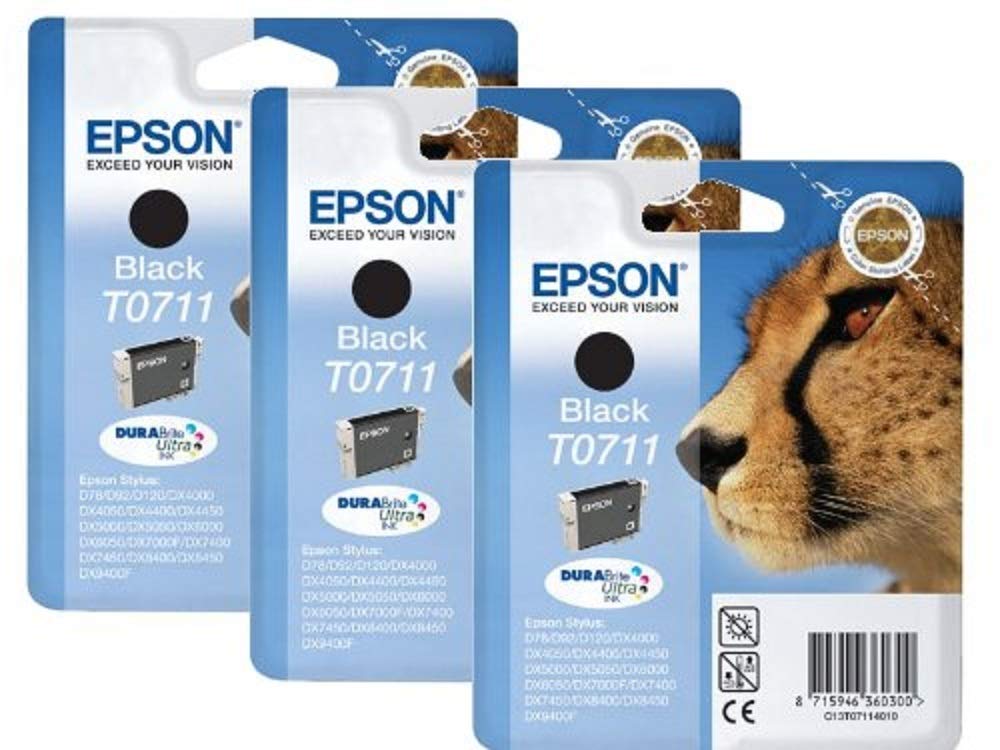 Epson T0711 Original Ink Cartridge, Black (Pack of 3),T0711x3, Genuine — image 1