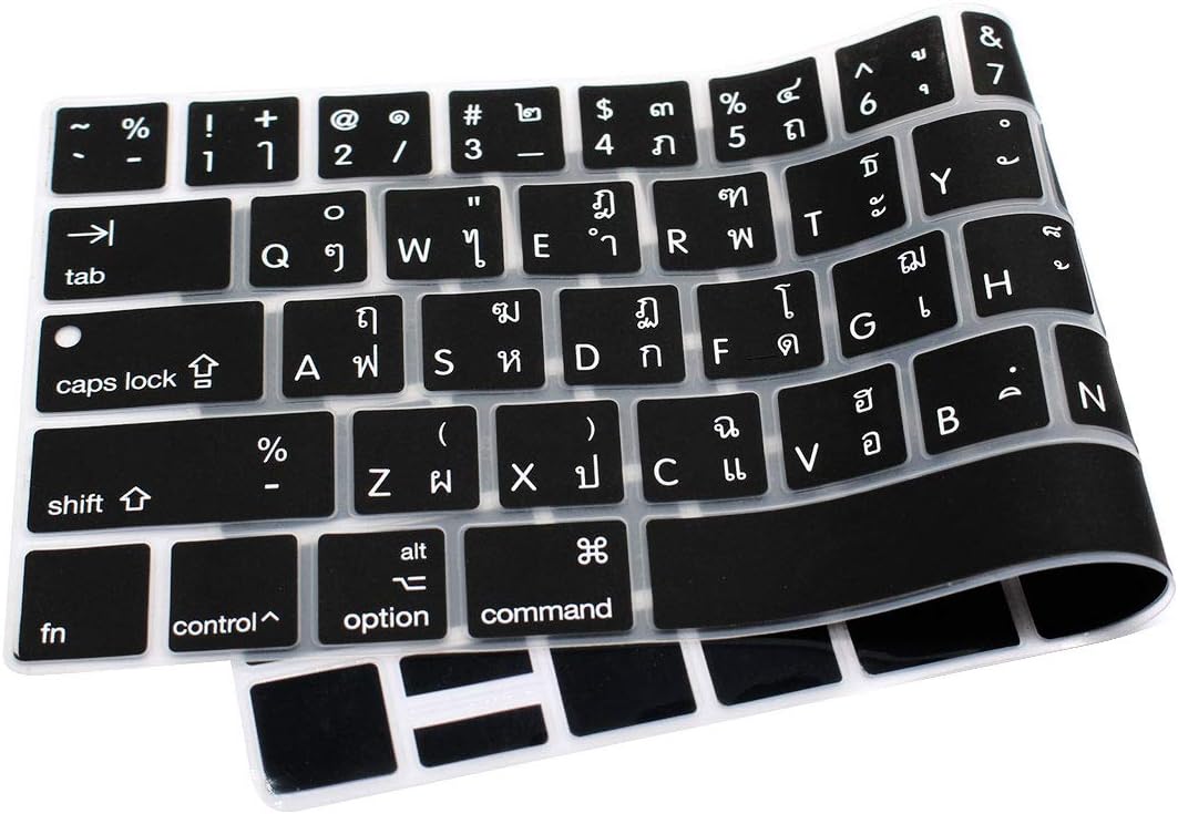 MMDW Thai Language Silicone Keyboard Cover for MacBook Pro 13 15 inch 2019 2018 2017 2016 with Touch Bar&Touch ID Model:A2159 A1989 A1706/A1990 A1707,USA and European Version - Image 4