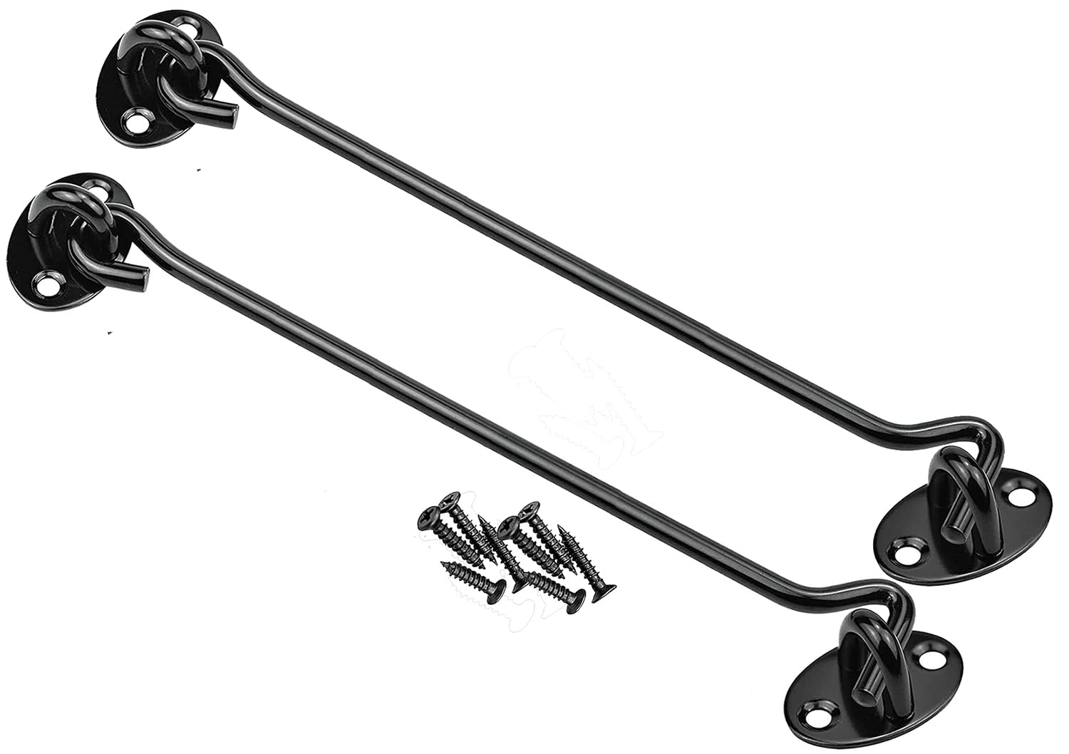 Litensh 2PCS Stainless Steel Door Hook and Eye Latch - Heavy Duty Window Brace Cabin Hook Door Latch Lock Catch for Gate Sheds Barn Black 10 Inch