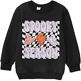 MODNTOGA Kids Boy Girl Crewneck Sweatshirt Ghost Graphic Spooky Season Letter Print Halloween Shirt Long Sleeve Pullover Tops