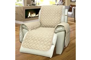 RBSC Home Recliner Chair Cover 30 Inch Beige Recliner Covers 100% Waterproof Anti-Slip Large Recliner Slipcovers for Pets Dogs Cats Washable Protector(30" Sand)