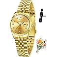 OLEVS Watches for Women Diamond Luxury Dress Women Watches Analog Quartz Waterproof Day Date Stainless Steel Wristwatch