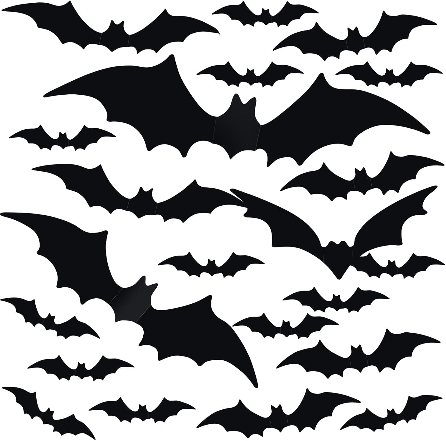 Window Treatments - EkkoVla Bats Wall Decor, 100Pcs 3D Bat Halloween Decorations, 6 Different Sizes PVC Black Bat Sticker for DIY Home Decor, Indoor Hallowmas Party Supplies