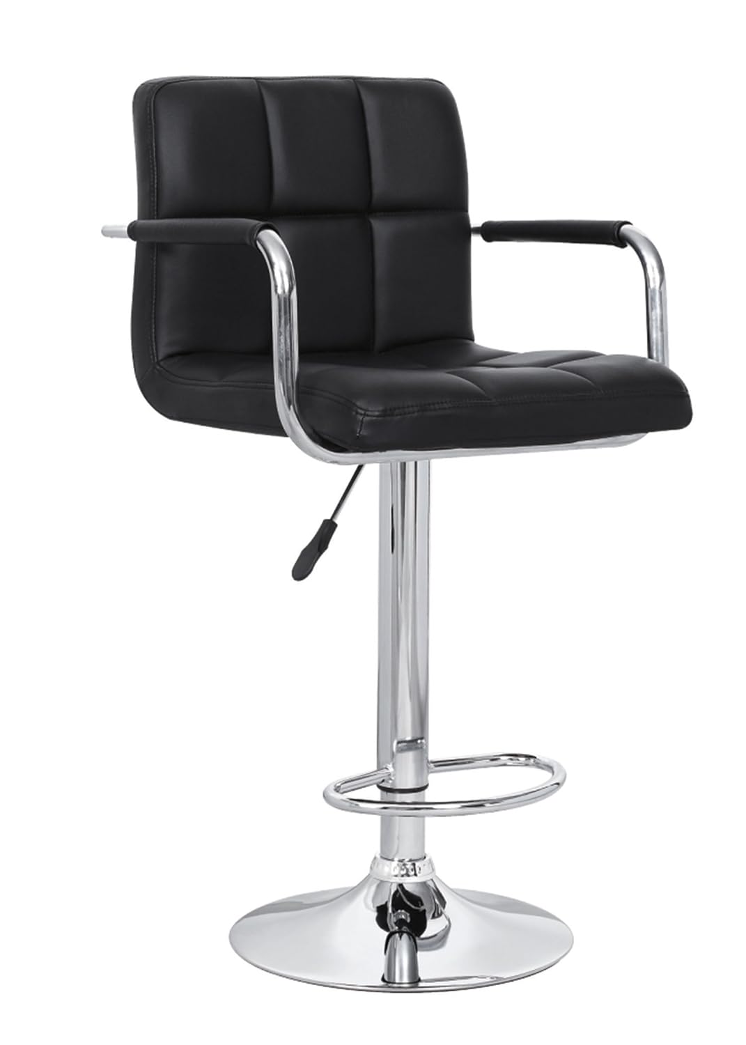 Best Black With Chrome Pedestal Bar Stool With Back