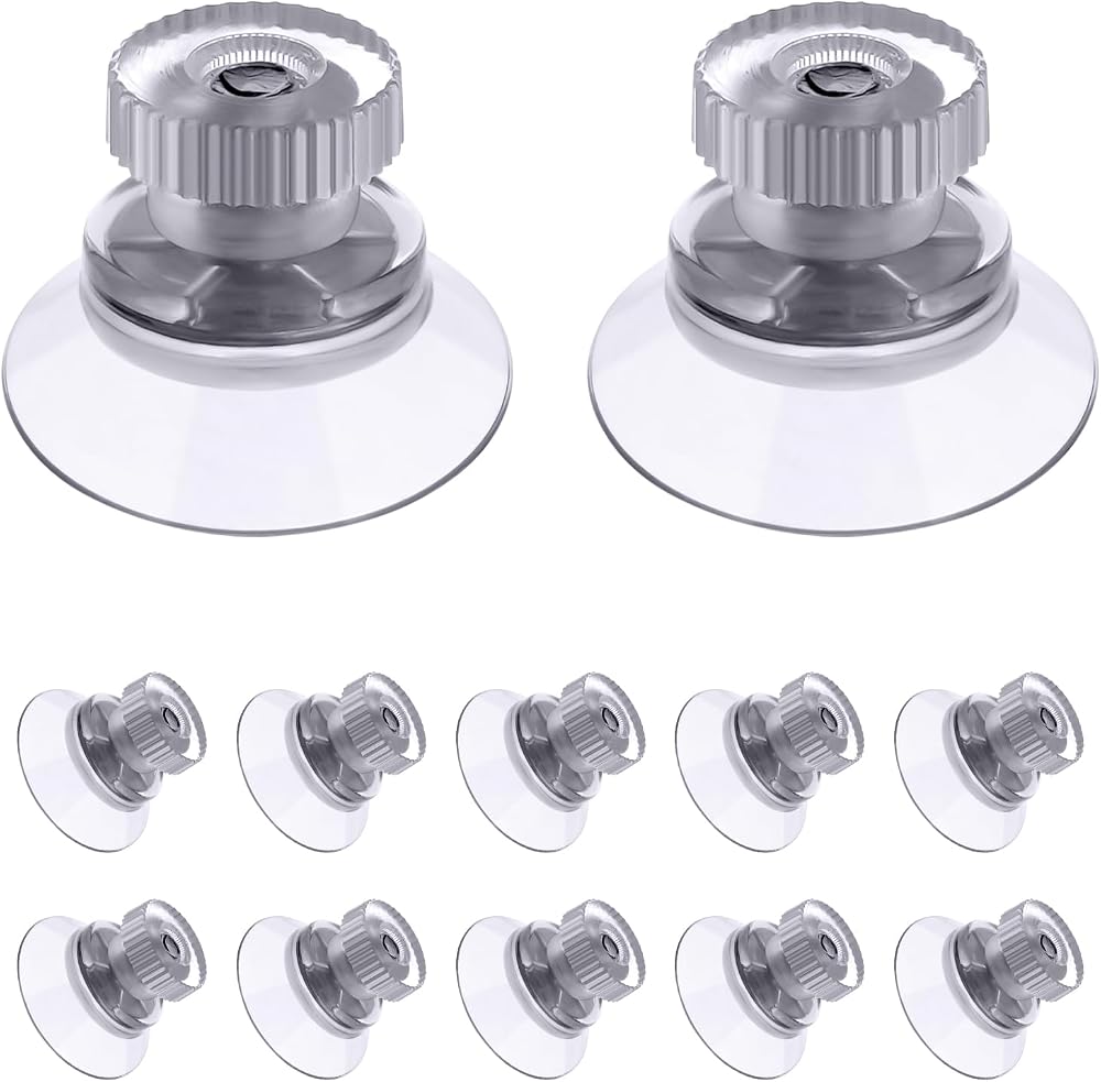Flintronic 12 Pcs 25mm Clear Suction Cups Knurled Nut Window Suckers