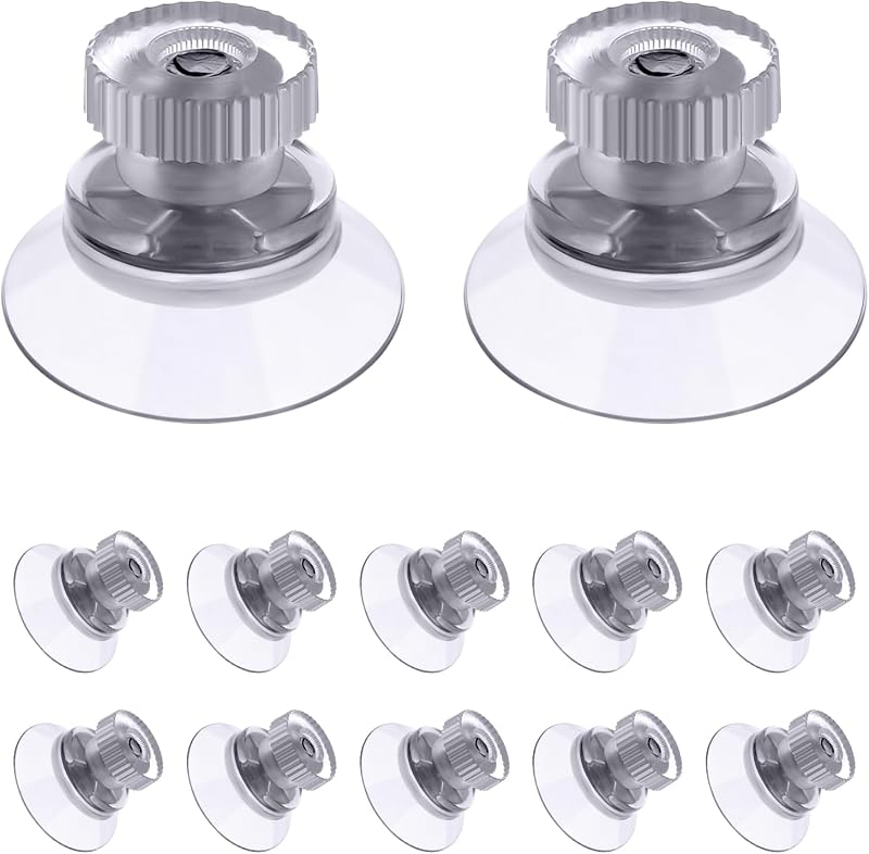 Flintronic 12 Pcs 25mm Clear Suction Cups Knurled Nut Window Suckers