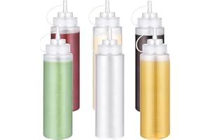 24 OZ Condiment Squeeze Bottles: U-Taste Sauce Bottles with Twist on Caps and Measurement, Leakproof Squirt Reusable Plastic 