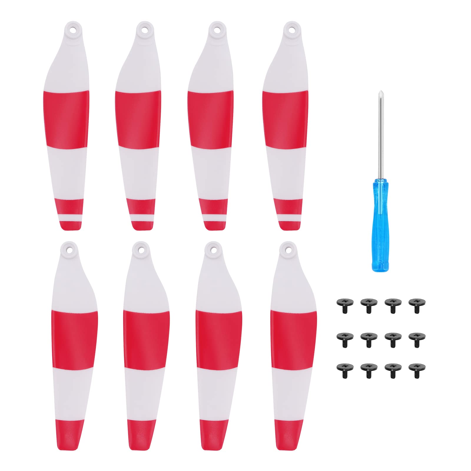 Hensych 8pcs CW CCW 6030F Foldable Low Noise Quiet Flight Wing Fans Propeller Replacement Spare Parts for Mavic Mini 3 Pro Drone,Double-sided Colorful Stripes Propeller Blades(White Red)
