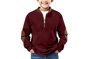 GENERIC Boys Long Sleeve Shirts Kids Quarter Zip Sweatshirt Soild Casual Pullover Shirt Outdoor Fall Clothes for Teen Boy