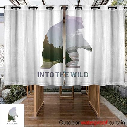 Amazon Com Onefzc Outdoor Curtains Cabin Decor Wild Animals Of