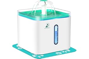 Cat Water Fountain, Bonve Pet 2.5L/84oz Automatic Pet Cat Water Fountain Dog Water Dispenser with Intelligent Pump and LED Indicator for Water Shortage Alert, with 3 Replacement Filters,1 Silicone Mat