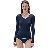 SUUKSESS Cloud Cashmere Women V Neck Fitted Long Sleeve Shirt Basic Soft Knit Tops