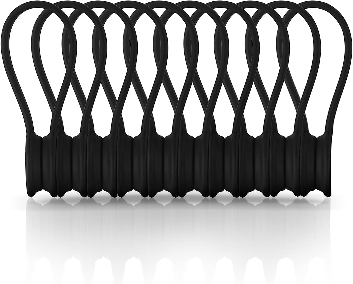 10 Pieces Magnetic Cable Ties, Xrkuu Black Reusable Cable Organisers Silicone Magnetic Cable Clips Cord Organiser Cable Straps for Organizing and Bundling Wires, Earphone Cable, Cords, Charger