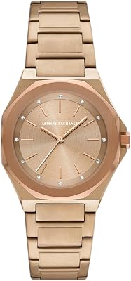 Montre pour Femmes, Mouvement à Quartz Trois Aiguilles et boîtier de 34 mm avec Bracelet en Acier Inoxydable ou en Cuir