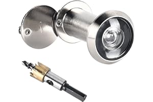 FUNNYTEK Door Viewer Peephole, Door Peephole with Rotating Cover 220 Degree Wide Angle Peep Eye Hole Adjustable Anti Peeping Door Viewer with 5/8" Drill Bit Fit for 1-3/8" to 2-1/4" Doors (Brushed Nickel)