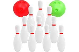 Abaodam Bowling Set for Large White Bowling Pins Random Colored Balls for Boys and Random Color