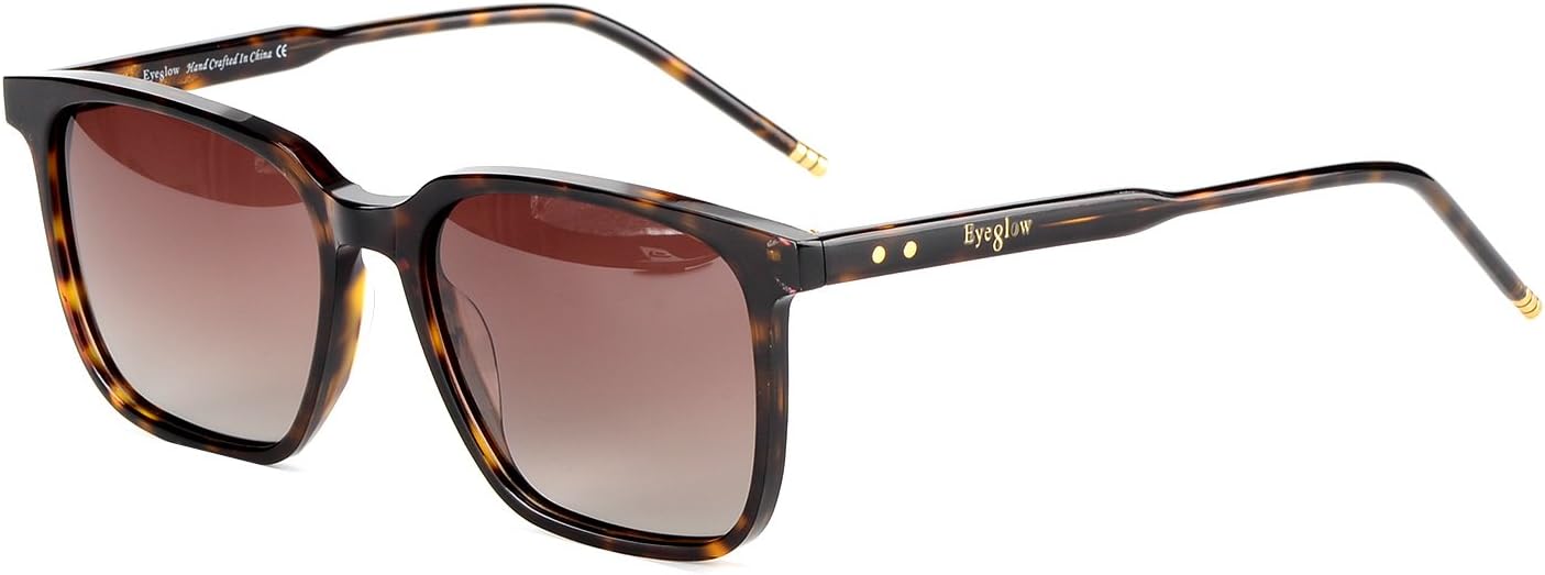 EyeGlow Sunglasses Men Sunglasses Women Square Wide Polarized Lens for Fishing Driving Acetate Material Tortoise