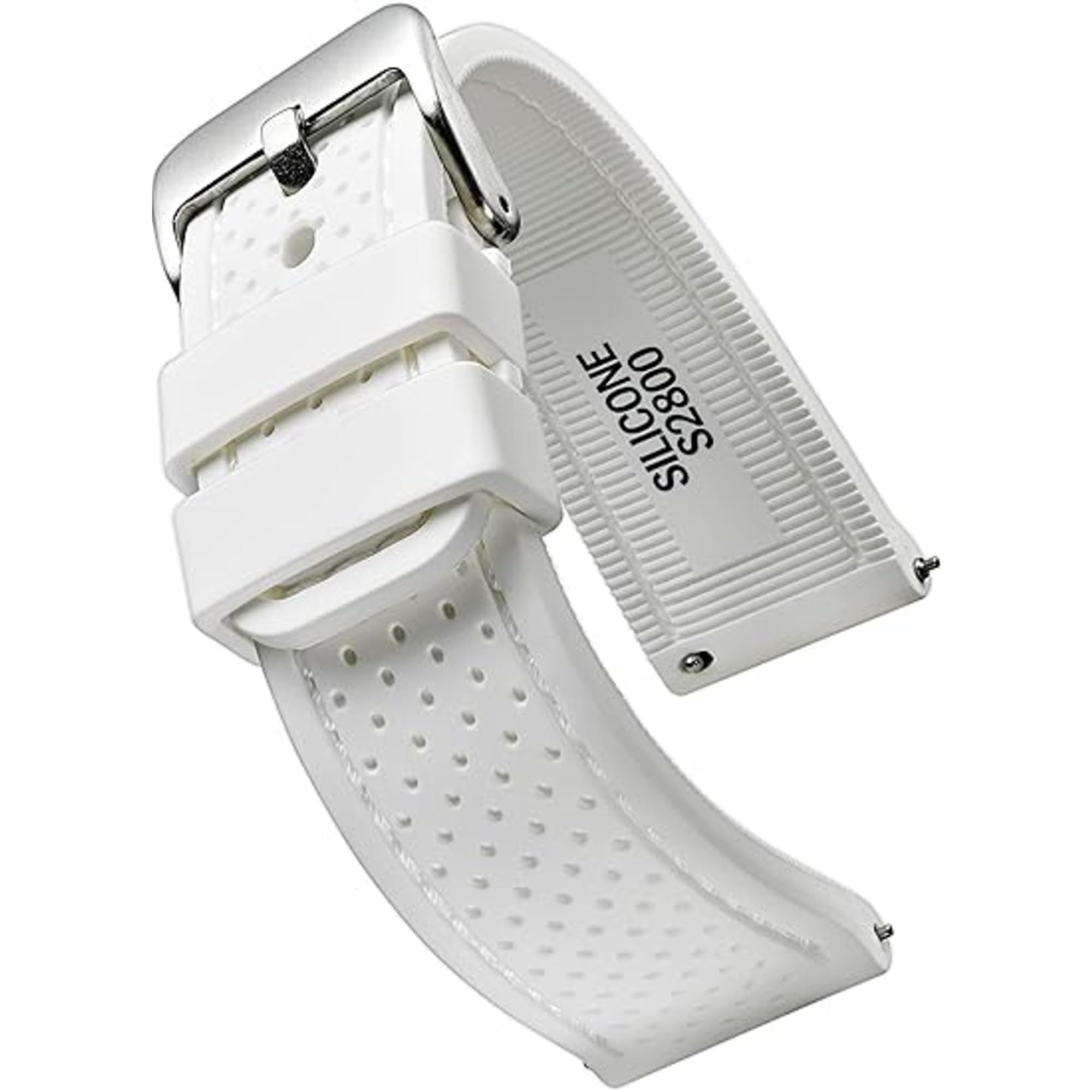 ALPINE Sporty Premium Soft Silicone Adjustable Watch Band - Replacement Rubber Watch Bands for Women & Men - Waterproof Quick Release Watch Straps - Compatible with Regular & Smart Watch Bands, WHITE