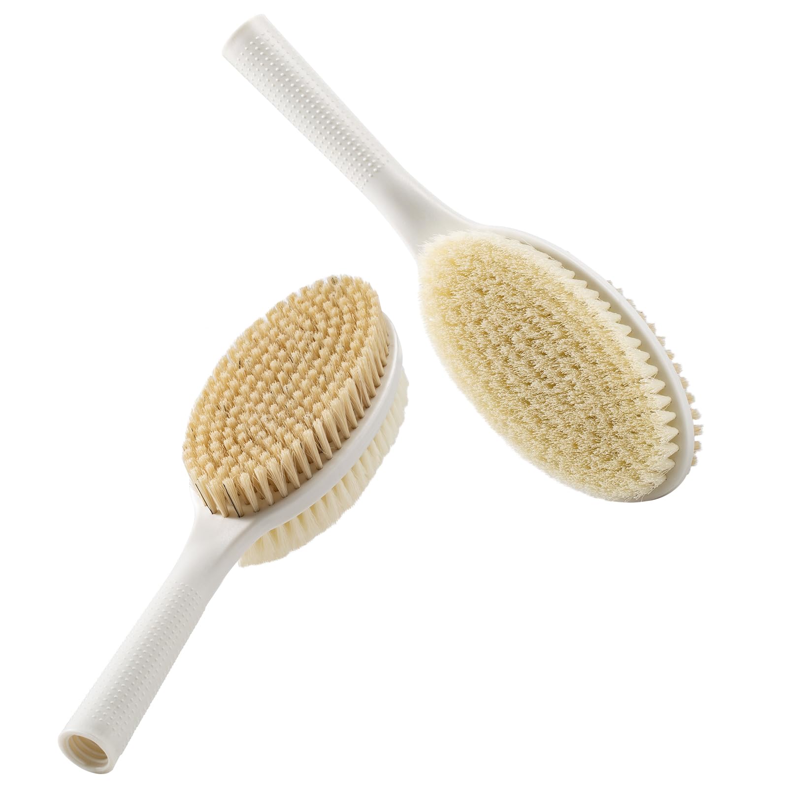 Backski Hand Held for Dry Brushing, Dry Brush for Lymphatic Drainage, Exfoliating Skin Brush with Soft and Stiff Bristles, 2-Pack Replacement Head for 19