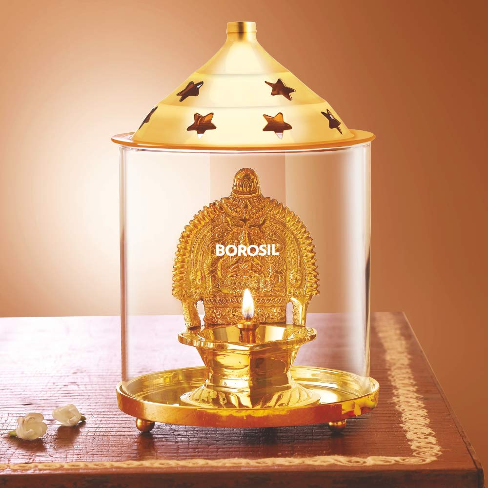 Buy Borosil Glass Dhanlaxmi Brass Diya, Large Online at Low Prices in