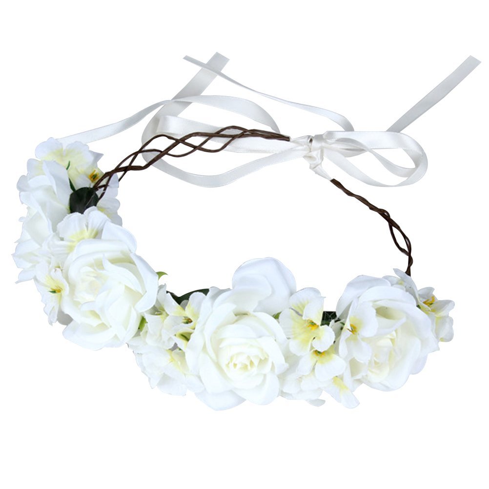 FRCOLOR Artificial Flower Headband Simulation Rose Wreath Hair Bands for Wedding Engagement Party Hairstyle Accessory Faux Flowers Hair Accessory for Bride Guest