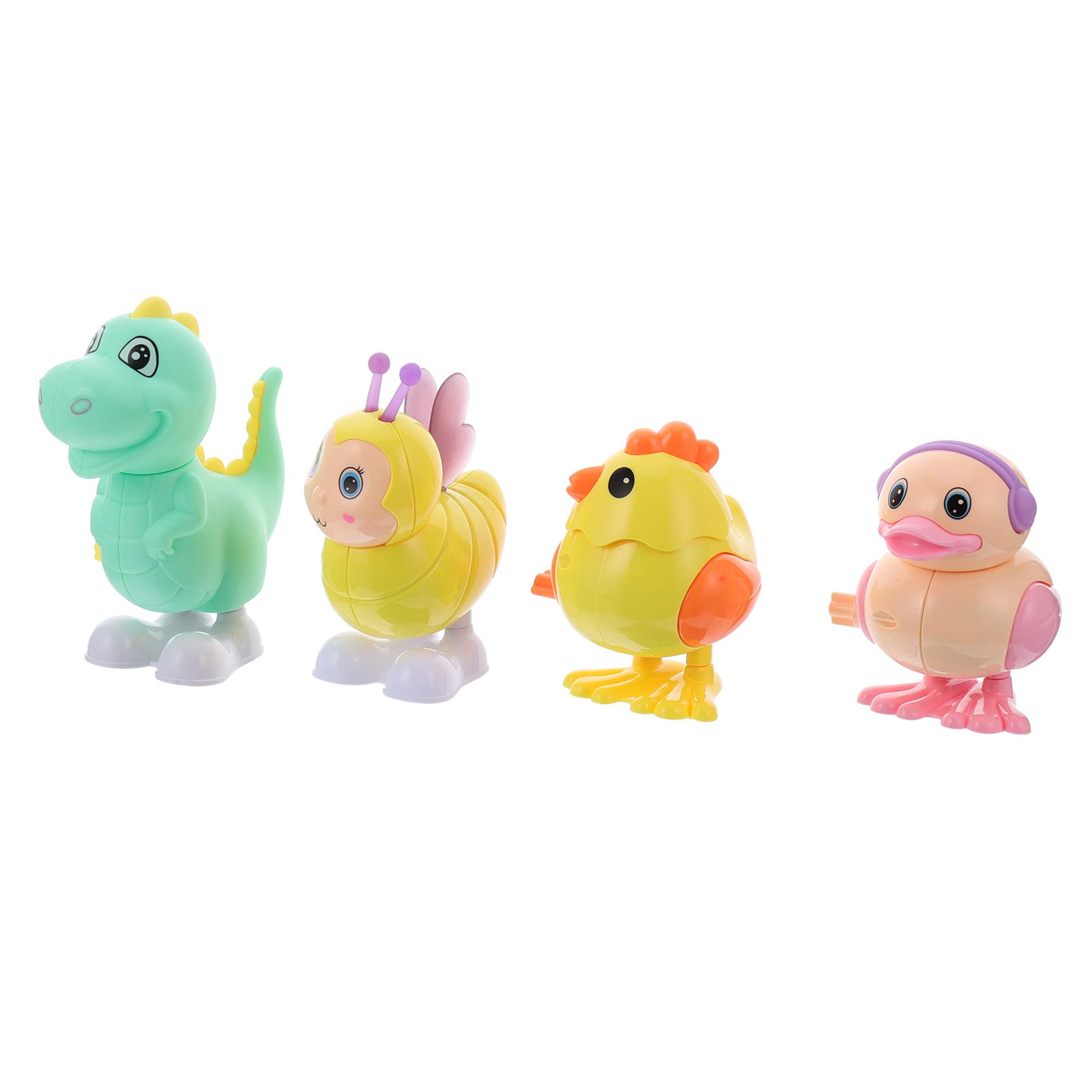 TOYANDONA 4pcs Animal Wind-up Toys for Boy Girl Clockwork Playthings Including Chick Duck Bee and Dinosaur for Parties