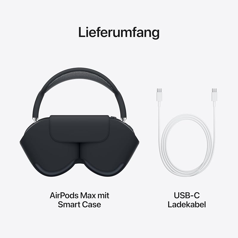 AirPods Max Kabellose Kopfhörer, aktive Geräuschunterdrückung auf Pro Level, Transparenzmodus, personalisiertes 3D Audio, USB-C Ladecase, Polarstern
