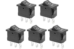 QTEATAK 5Pcs On/Off/On Boat Toggle Rocker Switch 3 Pin 3 Position Snap 12V 110V 250V
