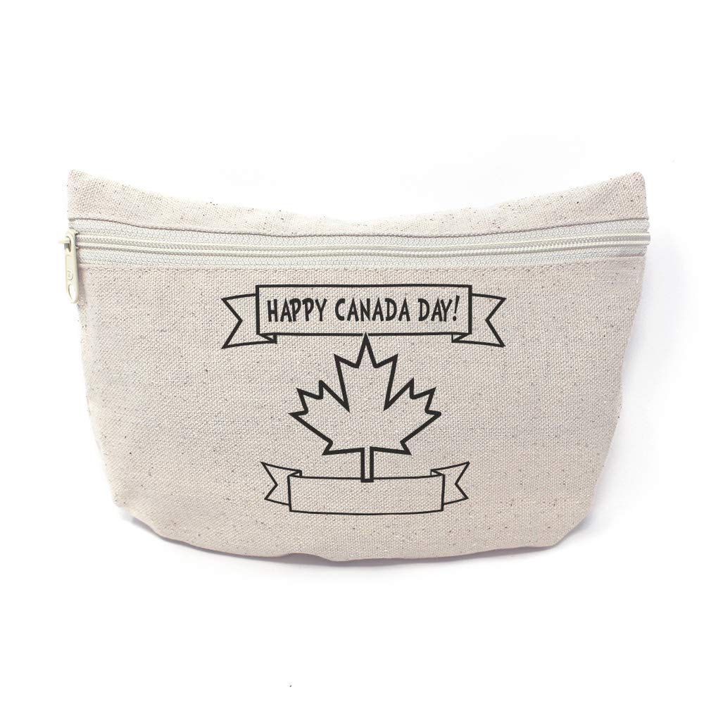 Custom Canvas Makeup Bag Happy Canada Countries I Love School Supplies Pencil Canvas Tote Pouch 9x6 Inches Natural Design Only