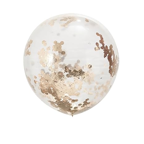 Riesen Hochzeits-Ballons/Luft-Ballons Transparent Konfetti in Rosé-Gold/Kupfer - ca. 90cm - 3 Stück - Hochzeits-Deko/Hochzeit