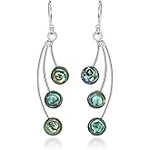 AeraVida Unique Dandelion Floating Peacock Abalone Shell .925 Sterling Silver Dangle Earrings | Chic Style Sterling Silver Dangle Earring for Women | Jewelry Gift