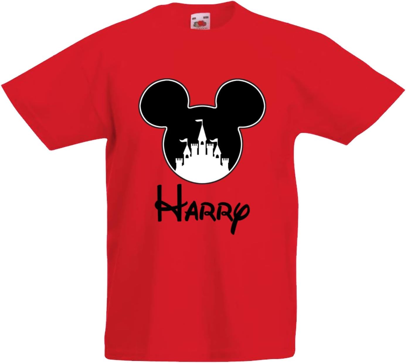 HerbyDesigns Boys Personalised Mickey T-Shirt with Textured Flock Print Kids and Adults