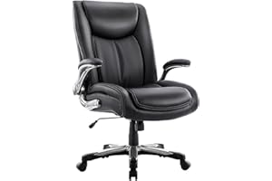 COLAMY Big and Tall Office Chair 400lbs, Large Heavy Duty High Back Executive Computer Office Desk Chair Flip-up Arms Wide Thick Seat for Home Office - Black