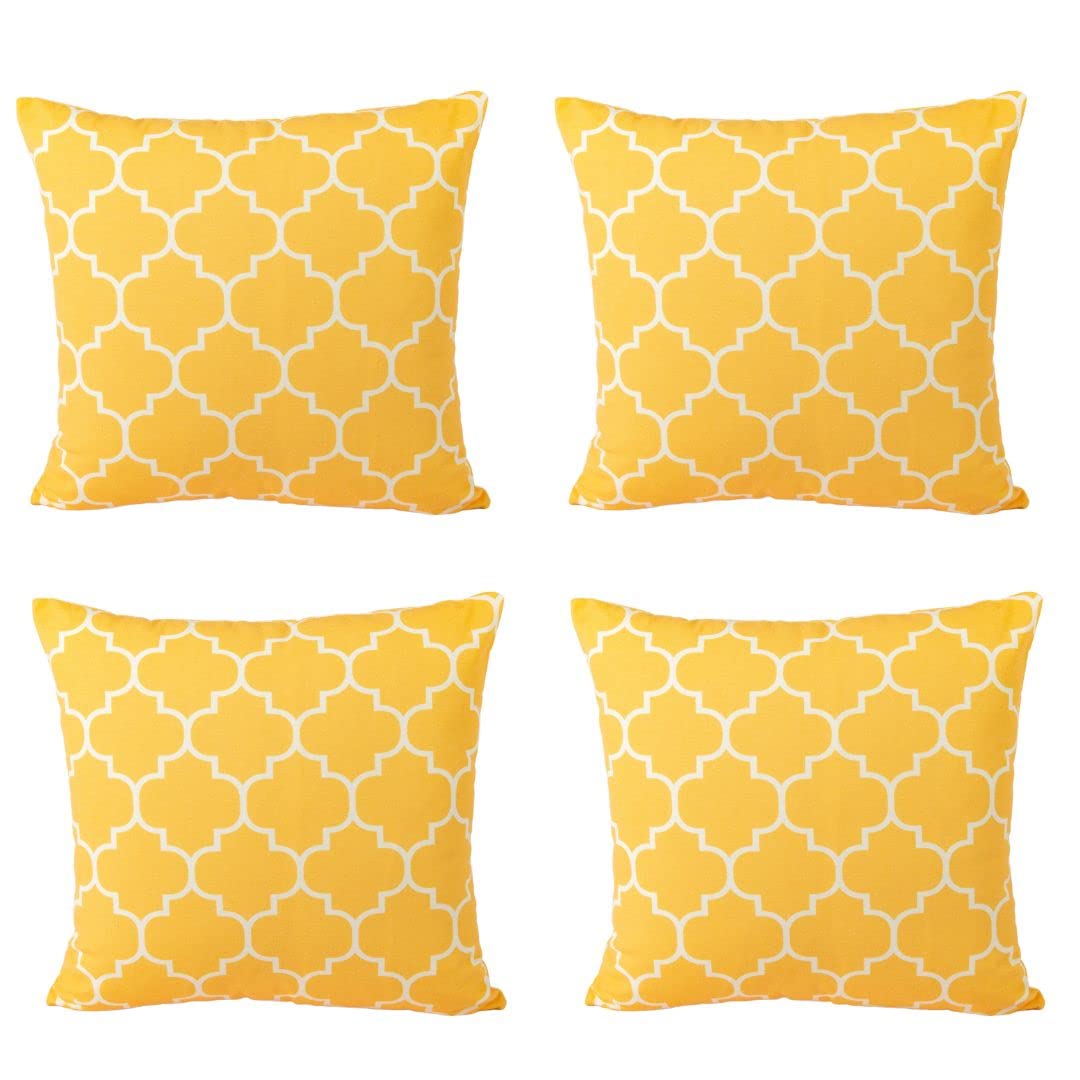 CUSHY HOME 4 Pack Matching Cushion Covers Geometric Pillowcases for Livingroom Sofa Bedroom with Invisible Zipper 45cm x 45cm 18x18 inches Yellow — image 1