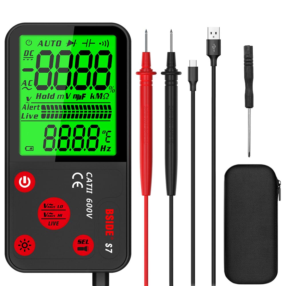 Namvo Rechargeable Smart Digital Multimeter Electrical Voltage Tester with Large Backlight LCD 6000 Counts Ohmmeter Handheld Multi Tester with Carrying Case