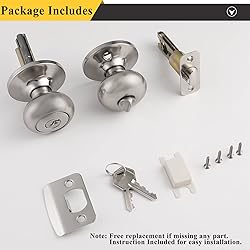 Probrico 10 Pack- Keyed Alike Door Knobs in Brushed