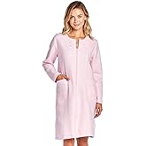 Casual Nights Women's Long Sleeve Zip Up Front Short Fleece Robe